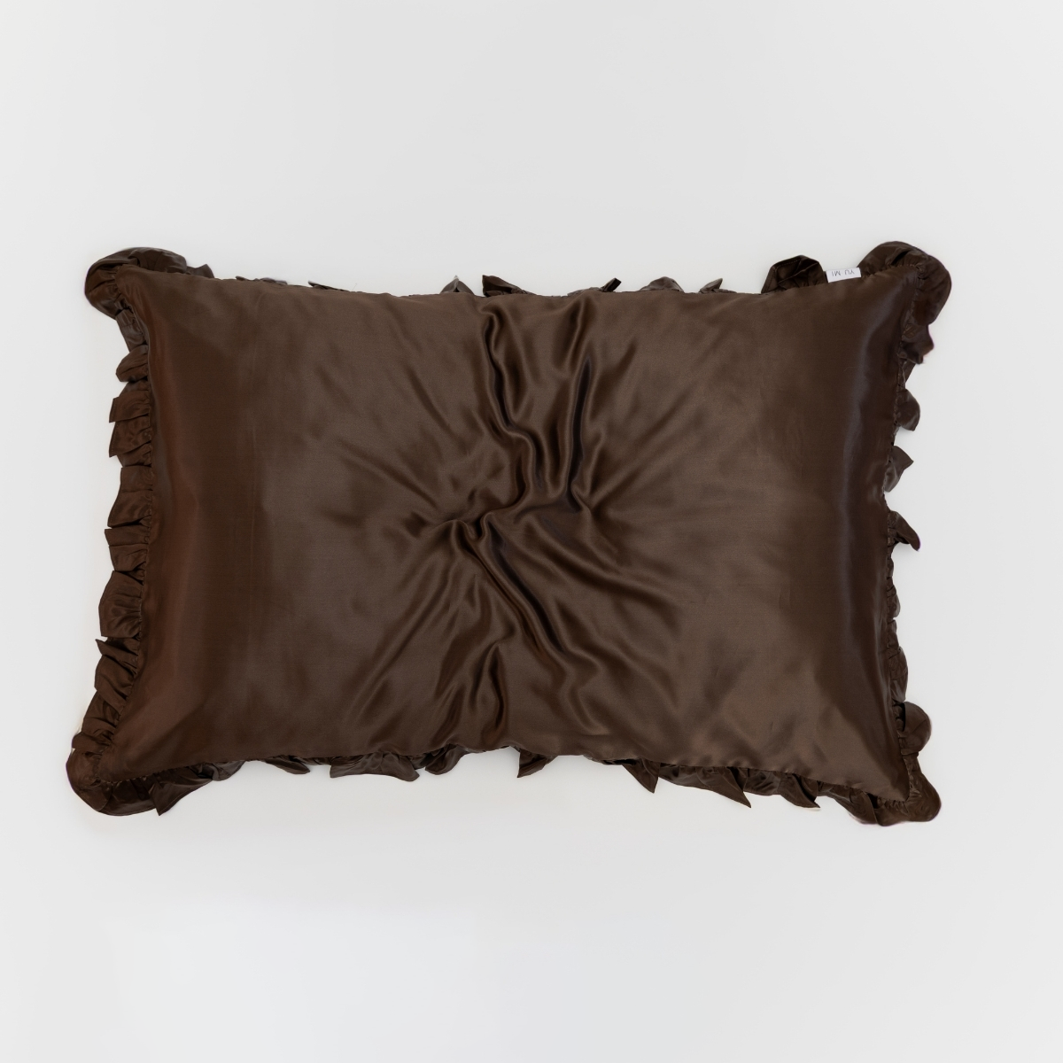 Organic Silk Pillowcase in Frill Tie Espresso