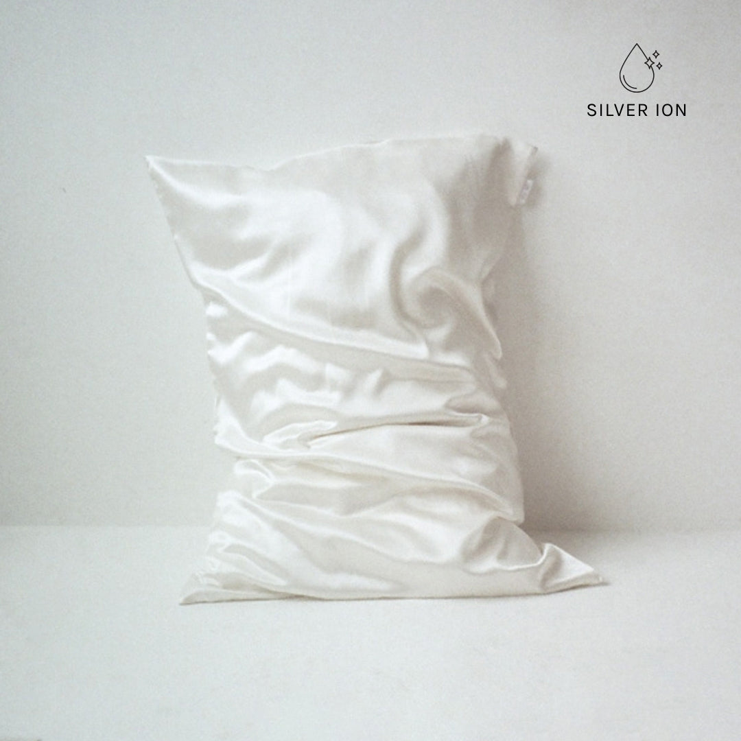 Silver Ion Infused Organic Silk Pillowcase in White