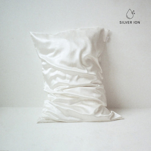 Silver Ion Infused Organic Silk Pillowcase in White