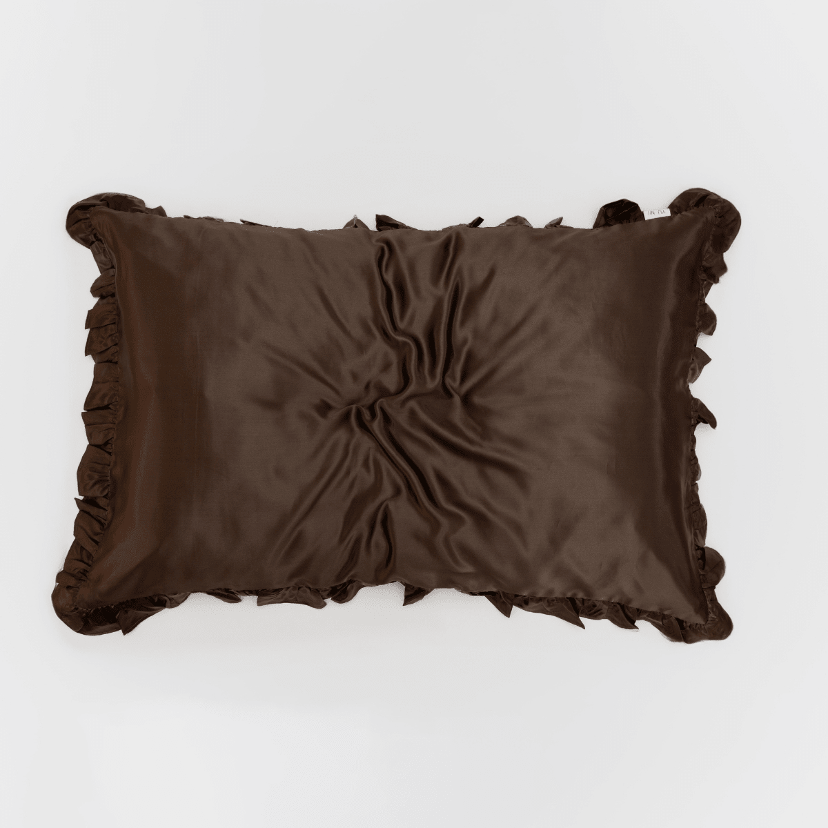 Organic Silk Pillowcase in Frill Tie Espresso - Yumi Silk