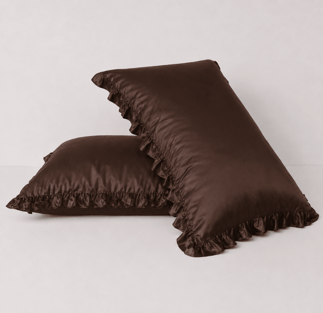 Organic Silk Pillowcase in Frill Tie Espresso - Yumi Silk