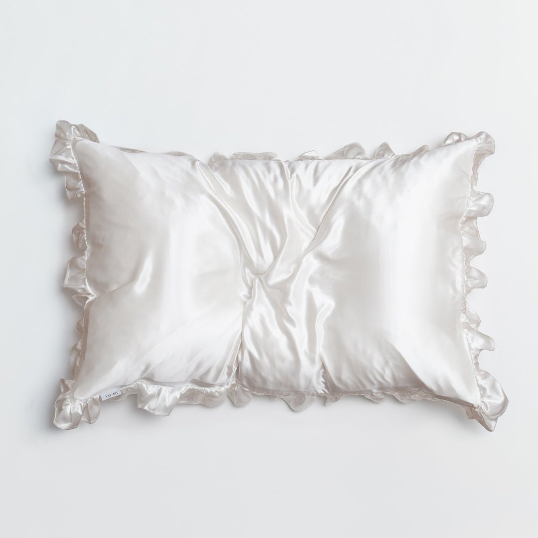 Organic Silk Pillowcase in Frill Tie - Yumi Silk