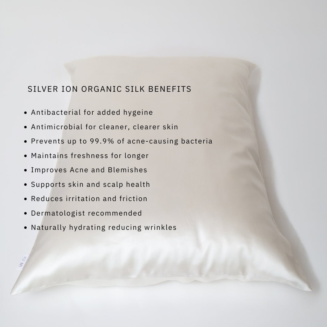 Silver Ion Infused Organic Silk Pillowcase in White - Yumi Silk