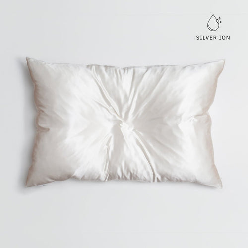 Silver Ion Infused Organic Silk Pillowcase in White - Yumi Silk